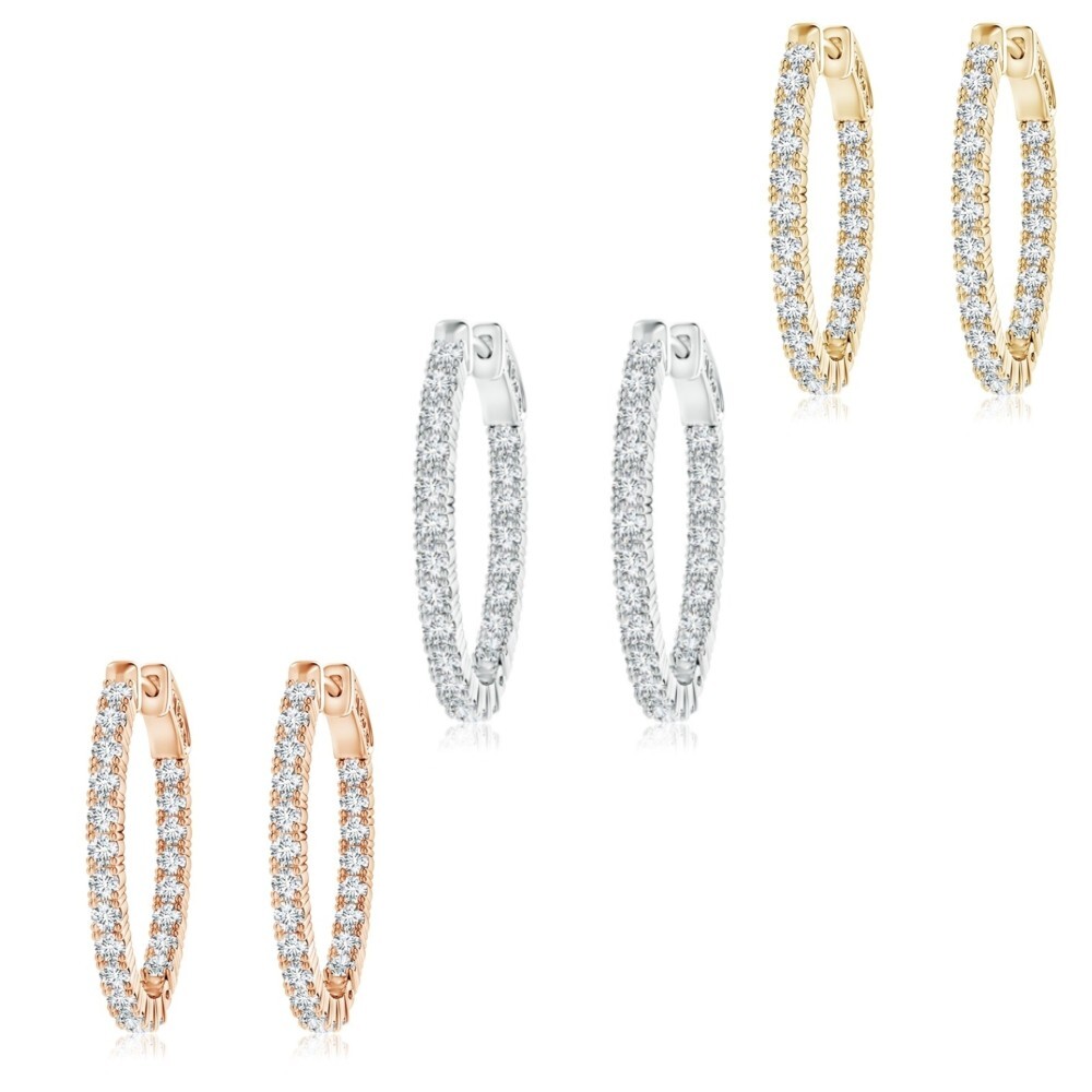 Hoop Earrings Women 925 Sterling Silver Plated Jewelry Wedding Cz Gold Fashion-image