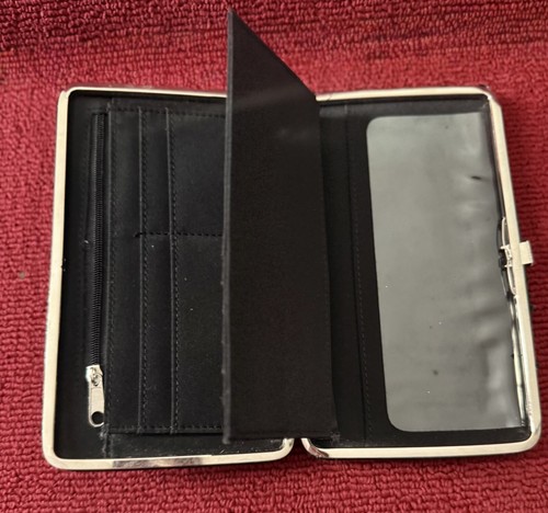 Glitter & Black Vinyl Clutch Wallet with Card and Check Slots. - Picture 7 of 7