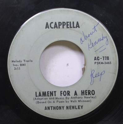 Hear! Pop Jfk 45 Anthony Newley - Lament For A Hero / Tribute On Acappella