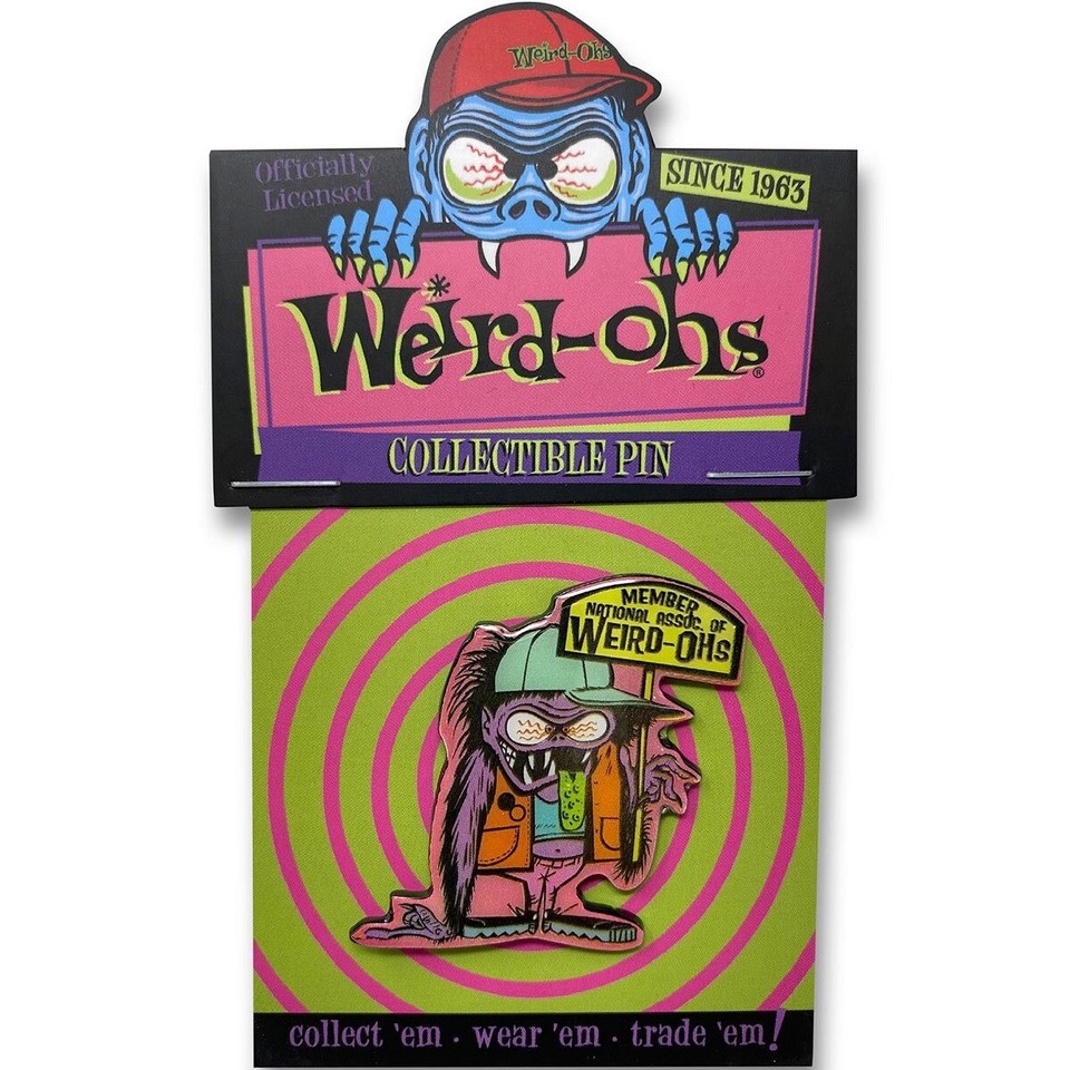 A genuine Weird-Ohs 'National Membership' collectible pin — the kooky hot rod monster art franchise from the 1960s that defined counter-culture kitsch.