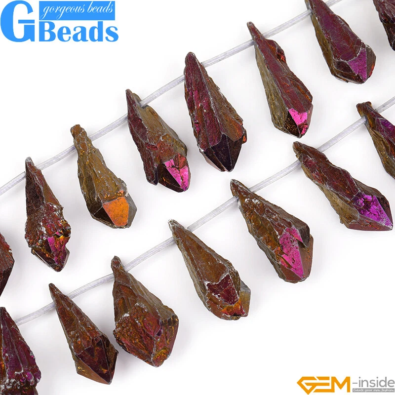 6x37-6x44mm Dyed From Raw Amethyst Quartz Head Drilled Stick Beads Free Shipping - Image 3 of 4