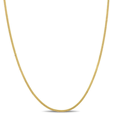 Amour 14k Gelbgold 1mm Diamantschliff flache Panzerkette Gliederkette Halskette - 18 Zoll