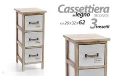 MOBILE A CASSETTIERA CON 3 CASSETTI IN LEGNO 26x32x62 CM MOBILETTO COLORE BIANCO
