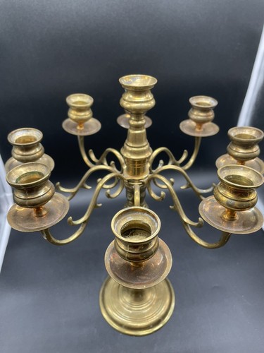 Vintage Brass Candelabra 9 Candles 8 Arms Handmade In Thailand Candlestick Holde - Picture 9 of 17