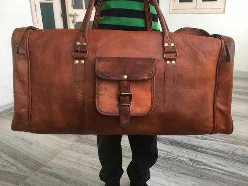 Bag Leather Duffel Travel Men Luggage Gym Vintage Genuine Weekend Overnight New