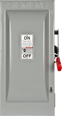 Siemens HF363N Heavy Duty Fusible Safety Switch W/ Neutral, 100A, 600Vac, 3-Pole