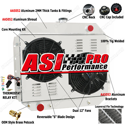3 ROW RADIATOR SHROUD FAN FOR 66-79 75 76 FORD F100 F150 F250 F350 BRONCO TRUCK
