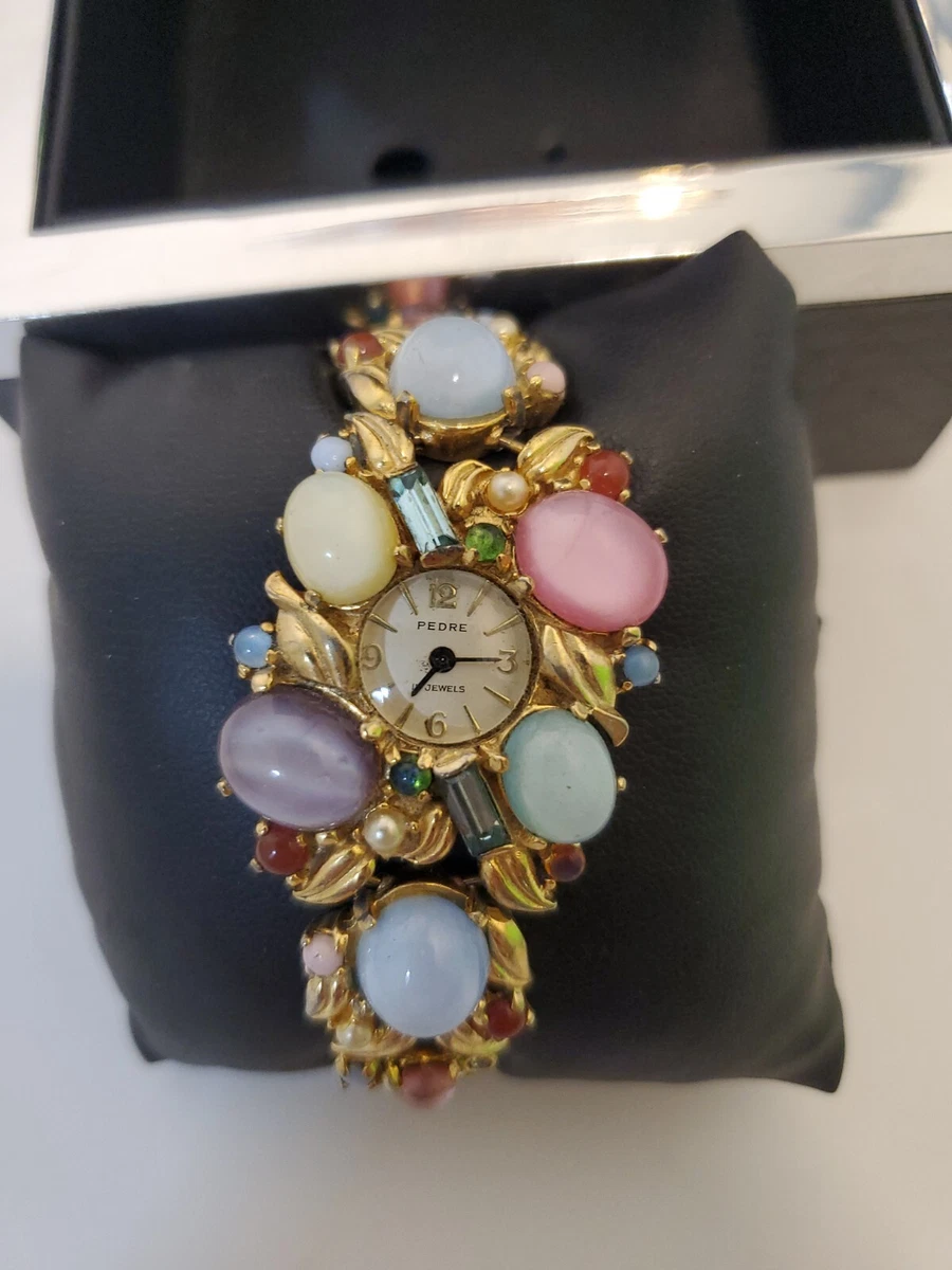 Vintage 1960 s Swiss Watch Pedre 17 Jewels Cabochons 7