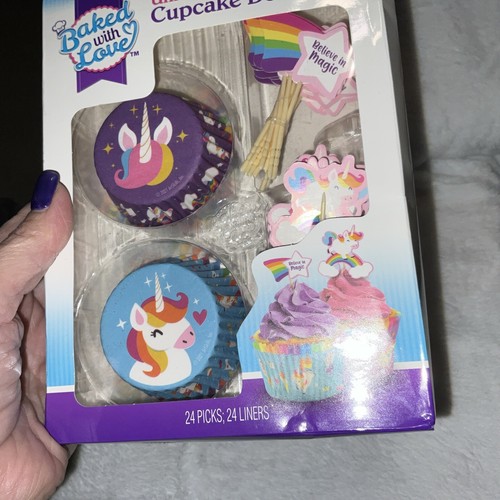 Baked With Love Unicorn Cupcake Decor Kits LOT OF 2 48ct Picks&Liners total. NEW - Picture 24 of 24