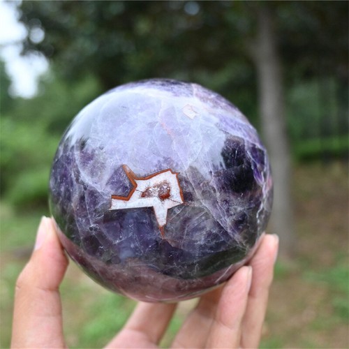 99 mm Statuetta Guarigione Sogno Naturale Ametista Intagliata Sfera Cristallo Sfera Reiki - Foto 9 di 17