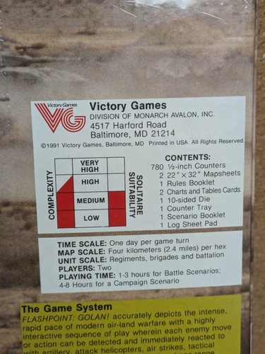 1991 Flashpoint: Golan The Fifth Arab-Israeli War Victory Board Games New Sealed - Picture 5 of 12