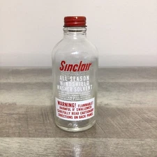 SINCLAIR Windshield Washer Solvent Empty Glass Bottle Sinclair Refining Co NY