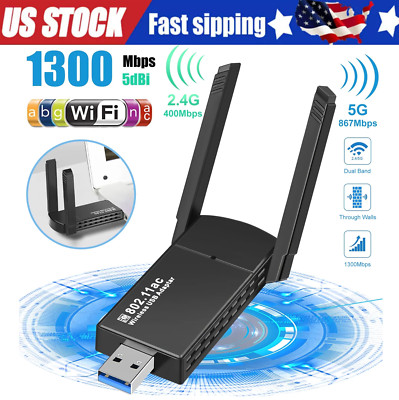 USB 3.0 Wireless WIFI Adapter 1300Mbps Long Range Dongle Dual Band Network lot