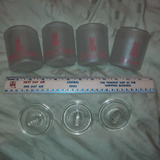 Vintage 1950  s Nursery Jars  glass  Set of 4  one missing lid  R456