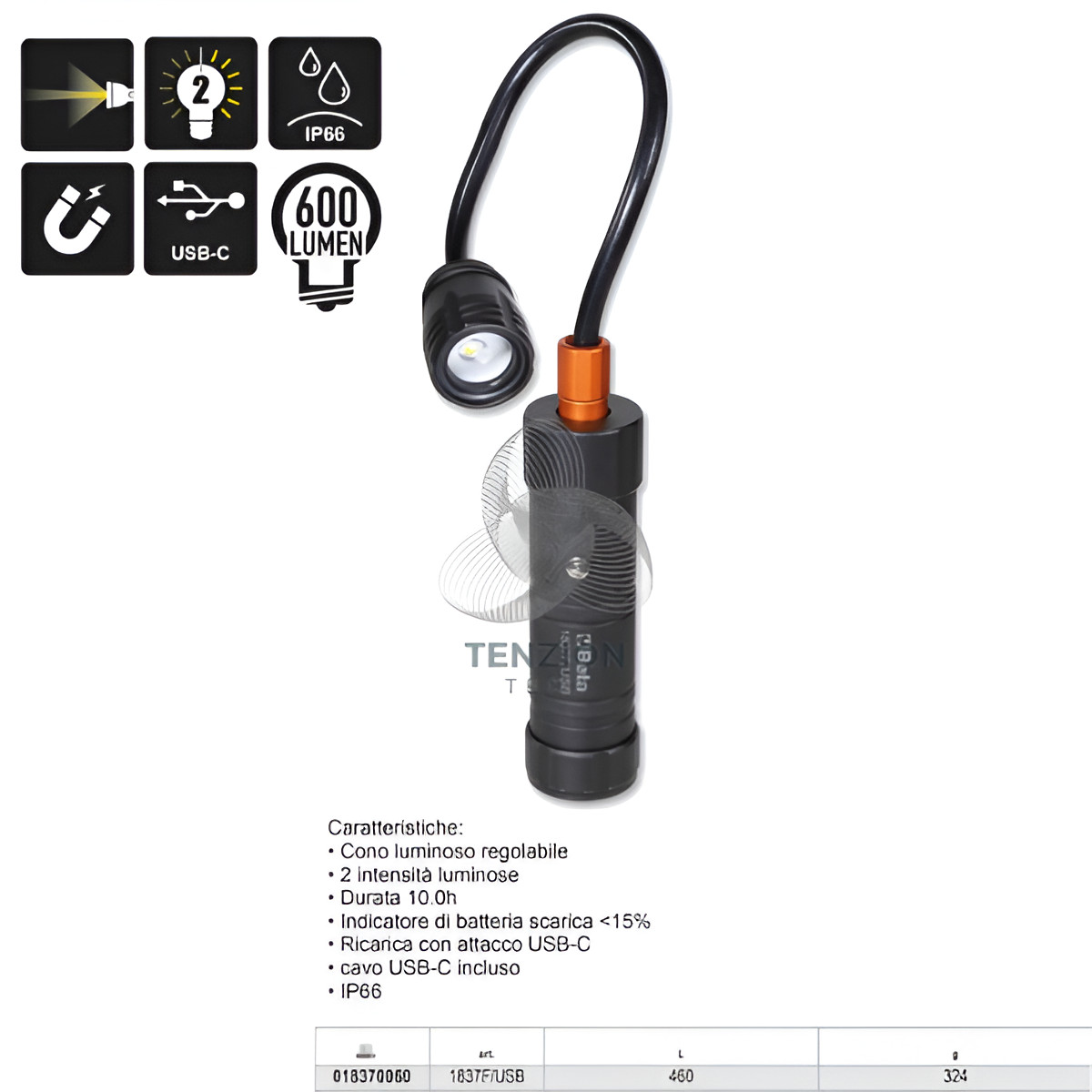 Lampada Led Ricaricabile Magnetica Snodata 600 Lumen - Beta 1837F/USB