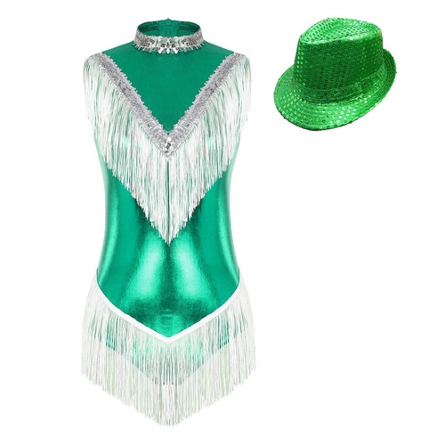 Mujer Body Brillante Traje de Baile Baile Competición Leotardo Con Sombrero Jazz - Imagen 52 de 81