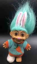 WACKY WABBIT EASTER CARROT SWEATER BUNNY / RABBIT #1 - 5" Russ Troll Doll - RARE