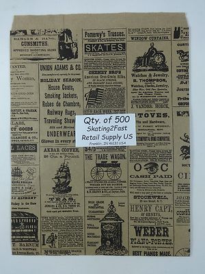 500 Qty. 8.5'' x 11'' Newsprint Design Paper Merchandise Bag Retail Shopping Bags