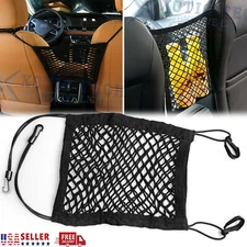 Black Nylon Car Seat Tissues Storage Mesh Organizer Cargo Net Hook Pouch Holder