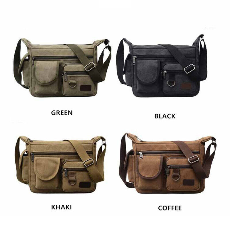 Men's Canvas Cross Body Bag Messenger Shoulder Book Bags School Satchel Vintage