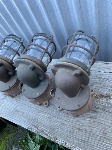 Three VINTAGE Pauluhn Naval Brass or Bronze Sconce Lights salvaged WA Ferry - Picture 7 of 8