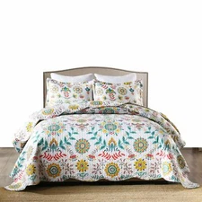 3 Piece Lightweight Quilt Bedspread Set Bedding Coverlet Set Oversize