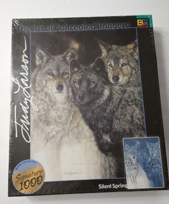 NIB Jigsaw Puzzle Judy Larsen Wolves Silent Spring Concealed Imagery 1026 Pc NEW