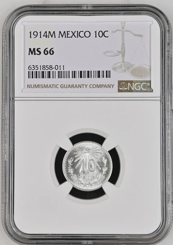 1914M Mexico 10 Centavos NGC MS66