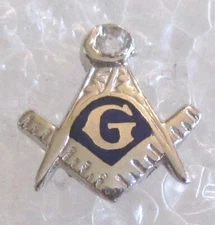 Vintage 14K White Gold Mason Member Lapel Pin or Tie Tack - Masonic Freemason