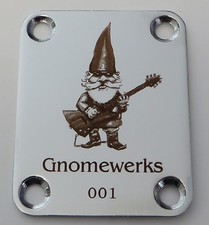 SILVER Custom "Dark Brown" Engraved Neck Plate - 4 Hole Fender Guitar Style