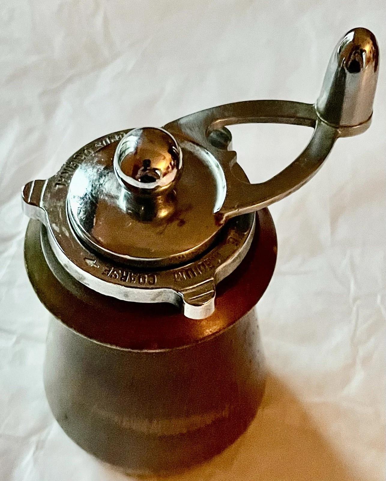 William Bounds 4” Dark Wood Pepper Mill Adjustable Grinder Heart Handle MCM VTG