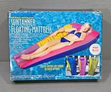 Poolmaster Suntanner Floating Mattress 76 x 44 Pink/Blue 83320 Vintage 2000 NEW