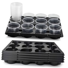 12 Cell Nursery Pot Trays 5 4 Inch 60 Pack Pots With 5 Pack Trays Black Clear