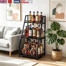 3-Tier Stepped Liquor Cabinet Bar Corner Wine Rack for Home Dining Room Kitchen