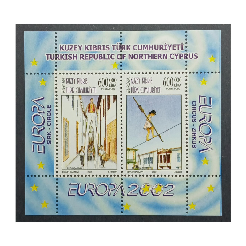 Turkish Republic of Northern Cyprus Europa 2002 Circus MNH Sheet 600,000L