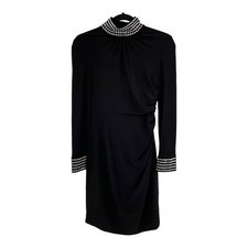 Eliza J Dress Bead detail long sleeve sheath black size 2 