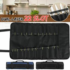 22 Pockets Chef Knife Wallet Bag Knives Roll Carry Storage Case Handle Portable