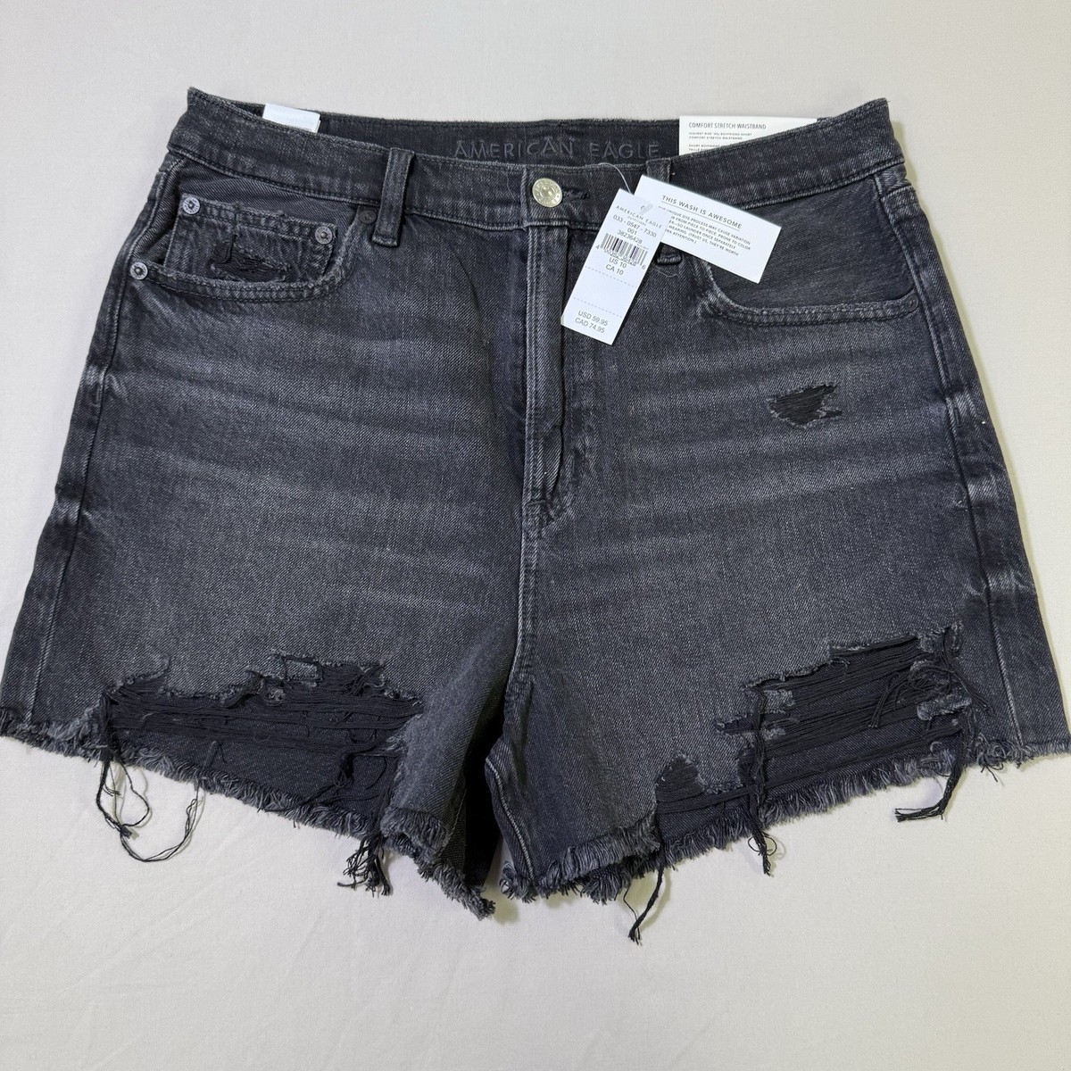 American Eagle Denim Shorts Women's Size 10 Black Highest Rise 90s