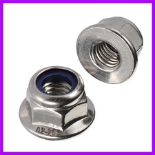 M3-0.5 Flanged Nylon Insert Lock Nuts Flange Locknuts, 304 Stainless Steel 18...