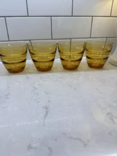 Hazel Atlas Waterfall Gold Old Fashioned Glasses (set of 4) Continental Can Co