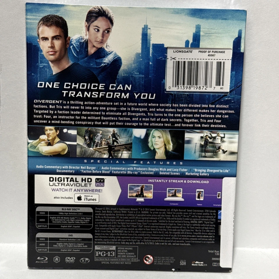 Divergent (Blu-ray/DVD, 2014) - Image 2 of 3