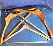 Lot of 3 VTG Wooden SUIT/COAT HANGERS 1 Spring-Bar GROSSMAN/2 Fixed-Bar UNMARKED