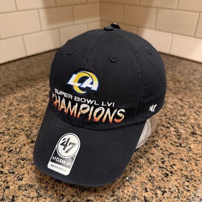Los Angeles Rams '47 Clean Up Super Bowl LVI Champions Adjustable Hat Black New