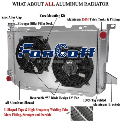 4 Row Radiator+Shroud Fan For 1985-1997 Ford Bronco F150 F250 F350 5.8L 7.5L V8