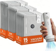 15 Pack Vacuum Storage Bags with Electric Pump for Travel Luggage Clothes  T...