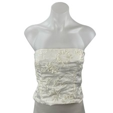 Reformation Giorgia Women's White Floral Sleeveless Bandeau Crop Corset Top Sz 4