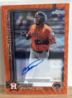 2025 Topps Chrome Update Isaac Paredes Orange Refractor Auto /25 Astros