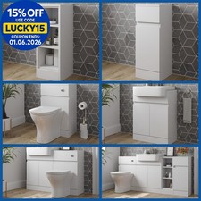 Bathroom Vanity Toilet Storage Combination Unit Semi Recessed Basin White Gloss