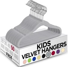 Kids Velvet Hangers 50 Pack   11 Inch Non-Slip Baby and Toddler Clothes Hange...