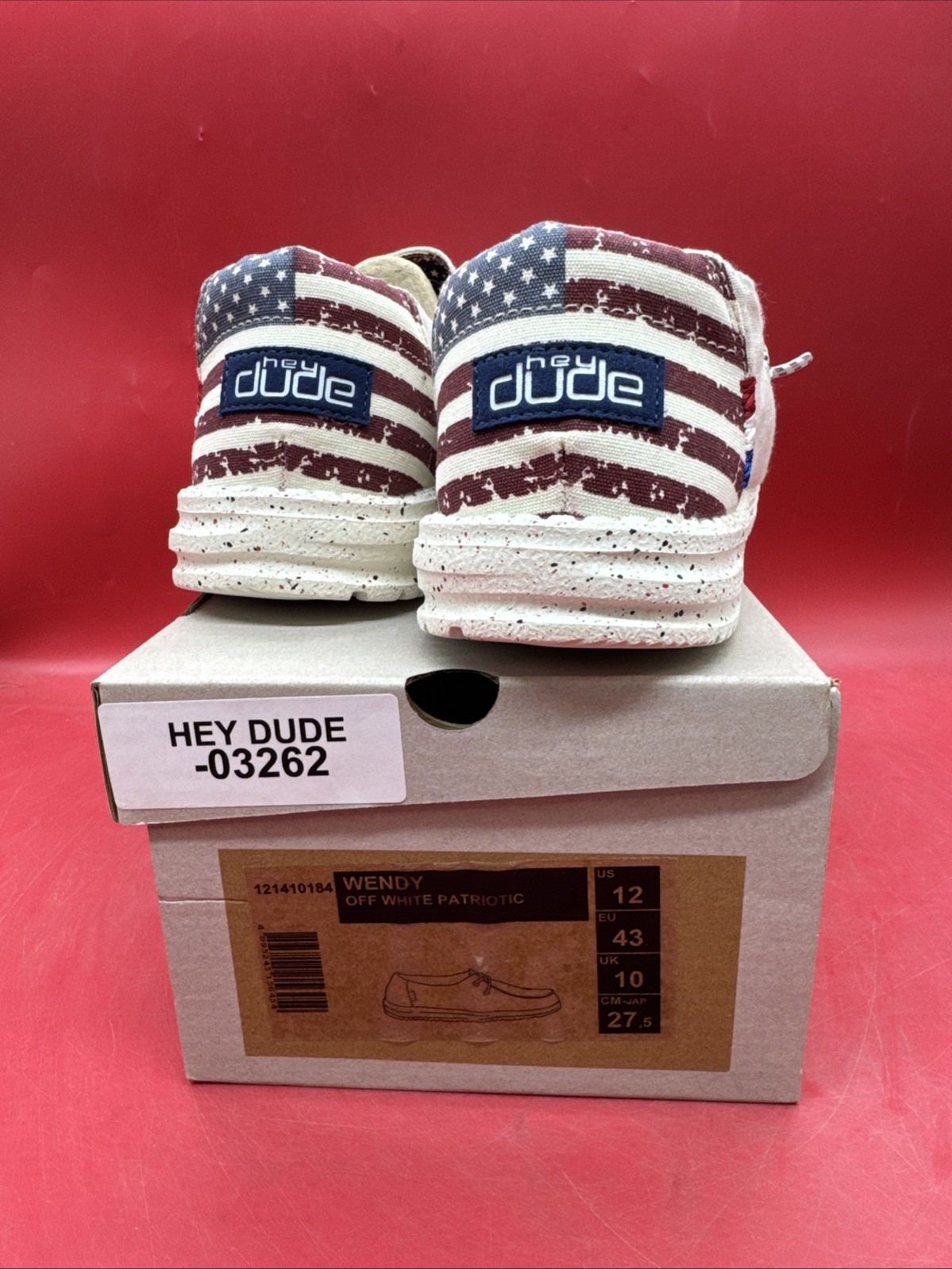 HEY DUDE WENDY OFF WHITE PATRIOTIC 121410184 US Women's Sz 12 thumbnail 2